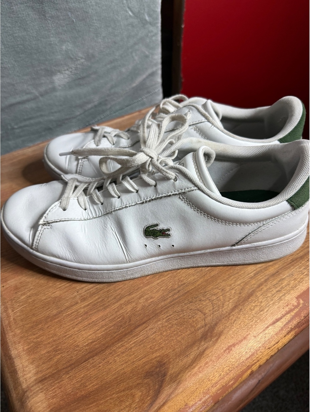 Lacoste Carnaby Set White and Green Leather Sneakers - Men's Size 11 USA